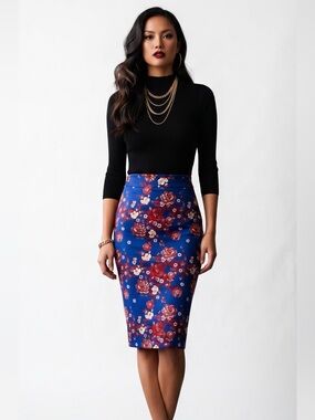 🦋 Boulee Rose Print Monica Pencil Skirt